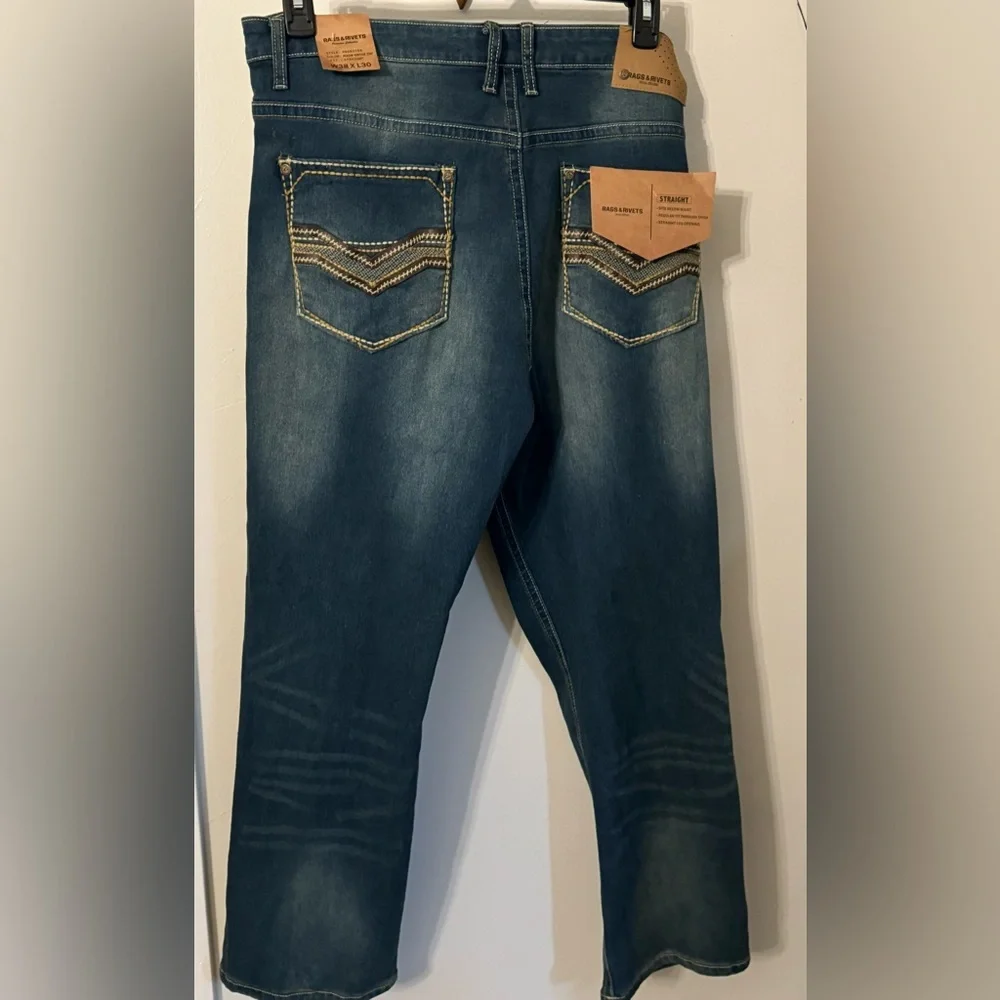 NWT Men Y2K era premium vintage-inspired jeans: Rags & Rivets collection. - Picture 2 of 14